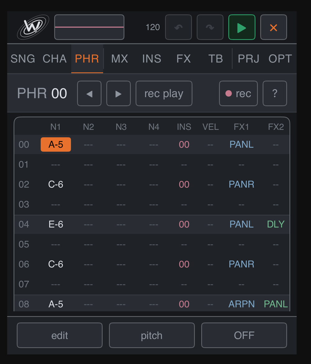 WBTRK's full tracker interface running inside a host's plug-in window